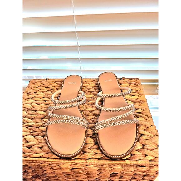 Novo Starry Sliders, Nude, Diamonte Straps, Flats, Shoe Size 7 - Picture 3 of 6
